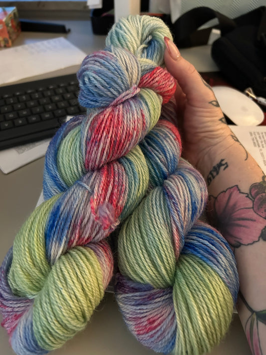 Christina’s Groove~Hand Dyed Yarn~1 Skein~Superwash Cheviot DK Weight-Discounted