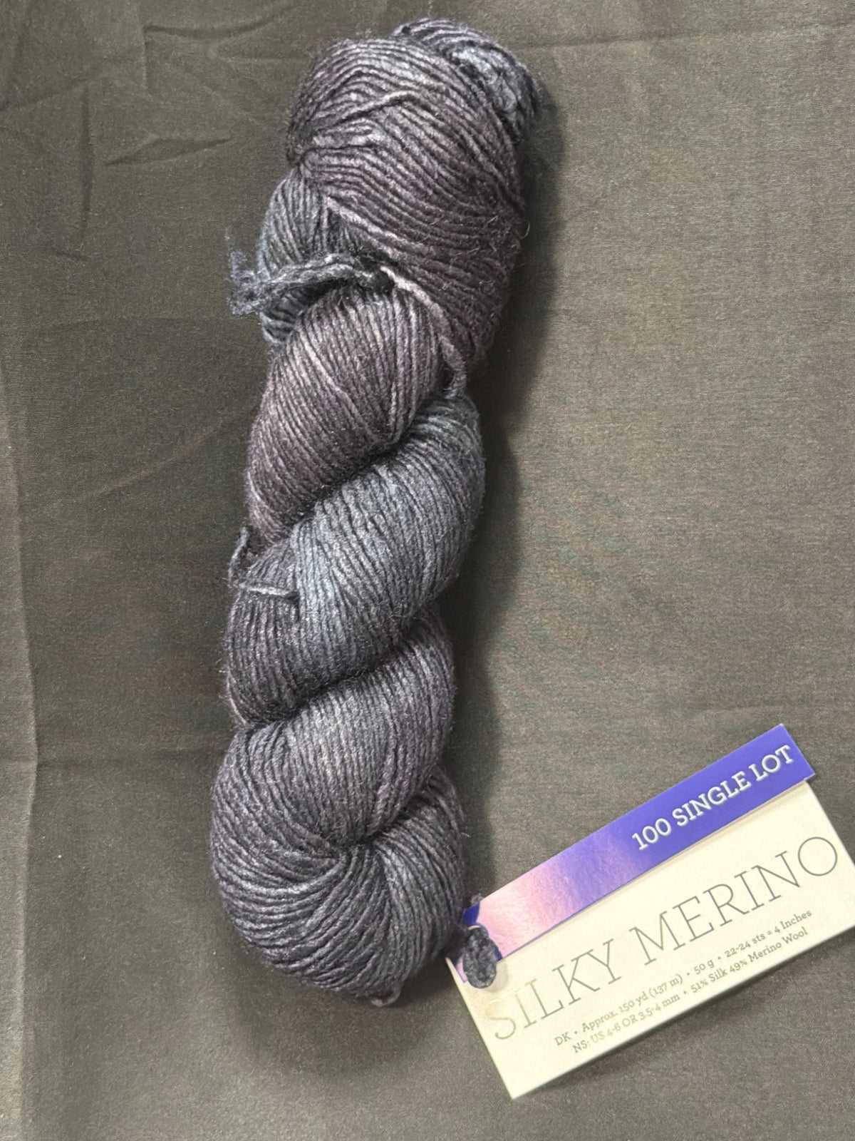 Silky Merino~Malabrigo~Midnight Smoke~51% Silk & 49% Merino~DK