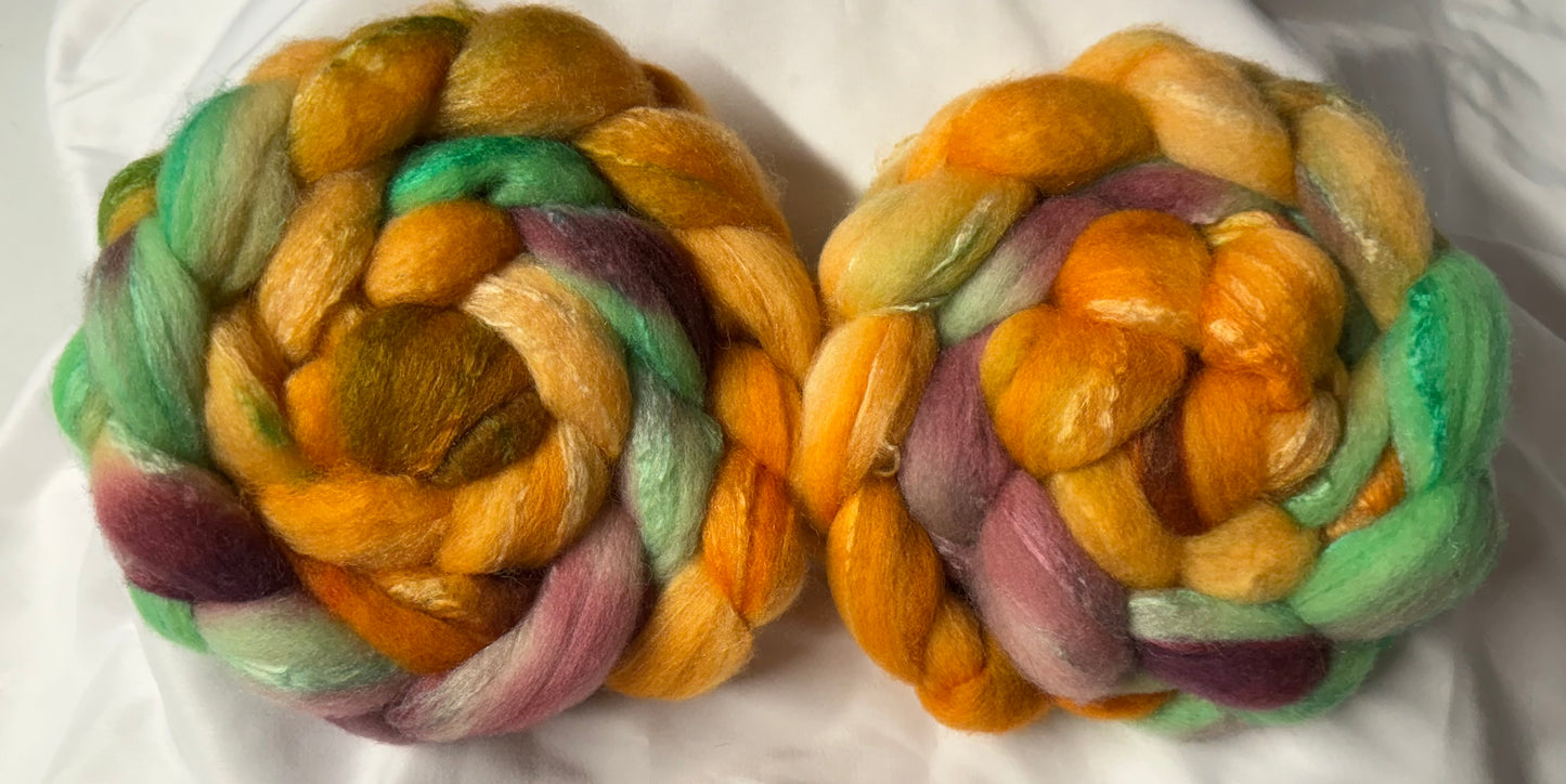 BFL & Tussah Silk 70/30~8 oz Total Weight~Double Braid Set-(BFLT-D-05)