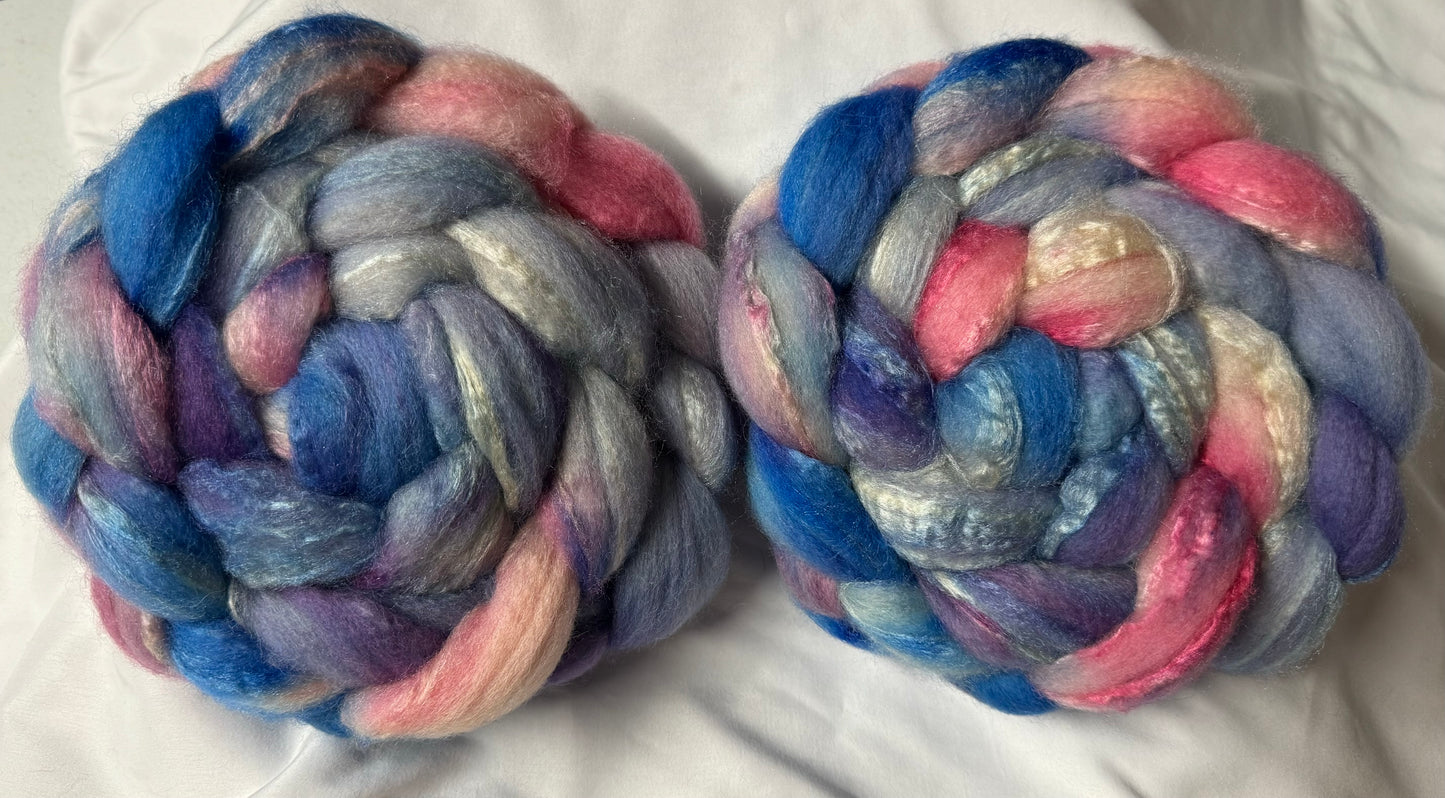 BFL & Tussah Silk 70/30~8 oz Total Weight~Double Braid Set-(BFLT-D-07)
