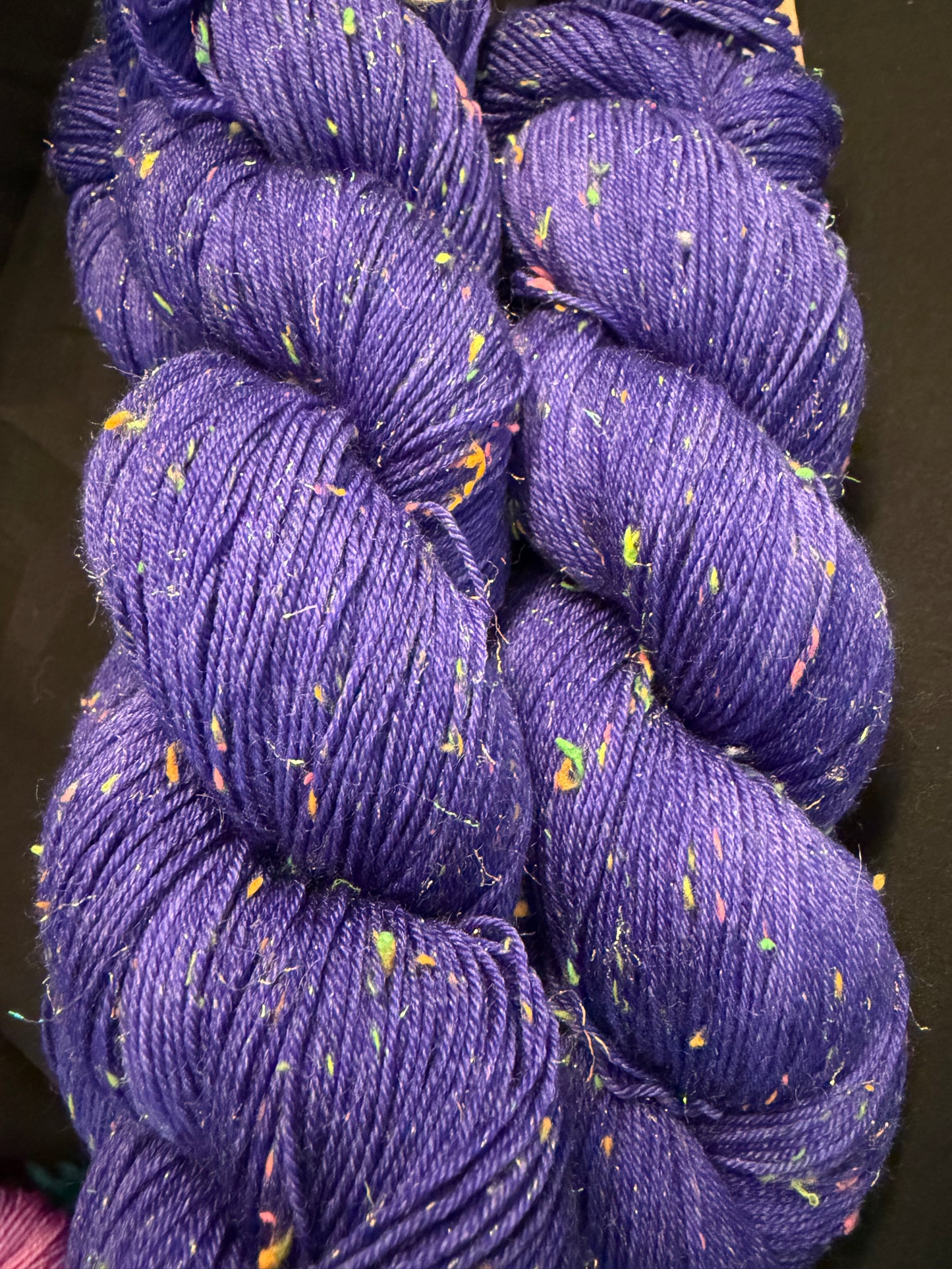 Electric Purple~Voltage Sparkle~80/10/10~Superwash Merino, Donegal Nep & Stellina Sparkle