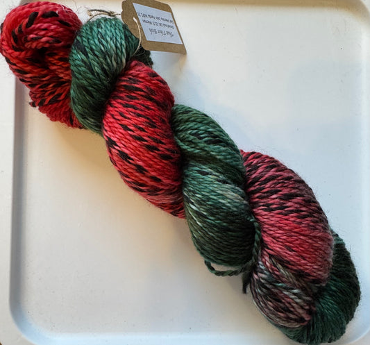 Red/Green Christina's DK Zebra~Hand Dyed Yarn-246 Yards-Each Skein~Superwash Merino