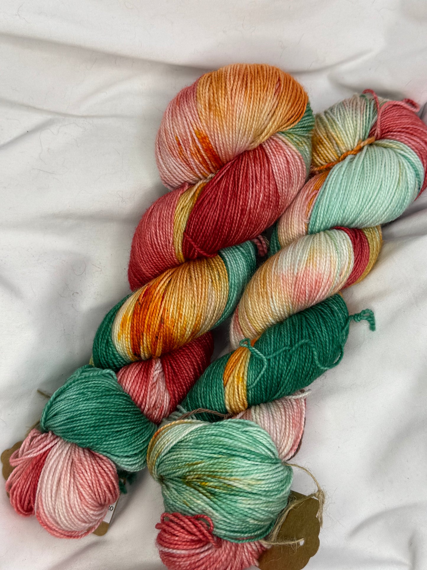 Rhoda's Sock~Peppermint Patty~Hand Dyed Yarn-400 Yards-Each Skein~Superwash Merino Nylon 80/20