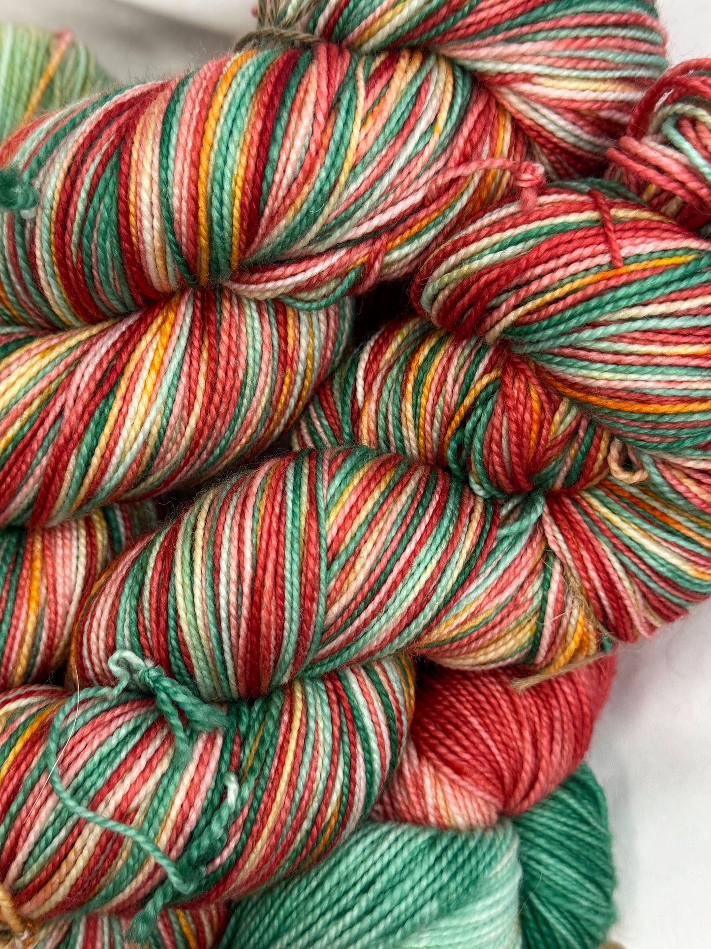 Rhoda's Sock~Peppermint Patty~Hand Dyed Yarn-400 Yards-Each Skein~Superwash Merino Nylon 80/20