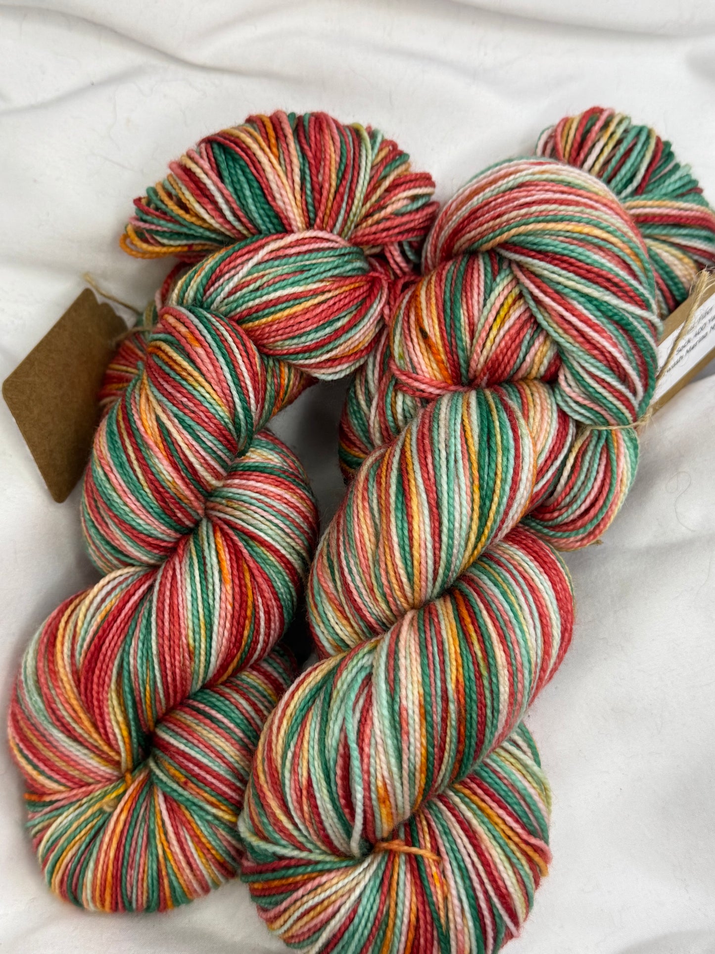 Rhoda's Sock~Peppermint Patty~Hand Dyed Yarn-400 Yards-Each Skein~Superwash Merino Nylon 80/20