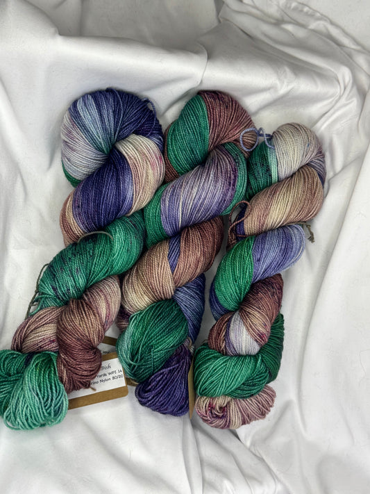 Rhoda's Sock~Mountain Range~Hand Dyed Yarn-400 Yards-Each Skein~Superwash Merino Nylon 80/20