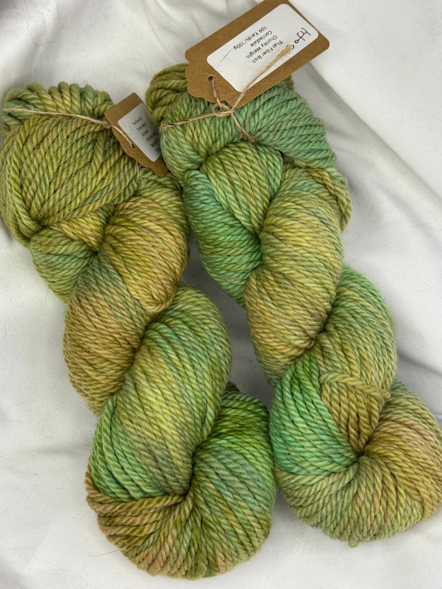 Corriedale Chunky Weight~Greens~Hand Dyed Yarn~109 Yards Each Skein