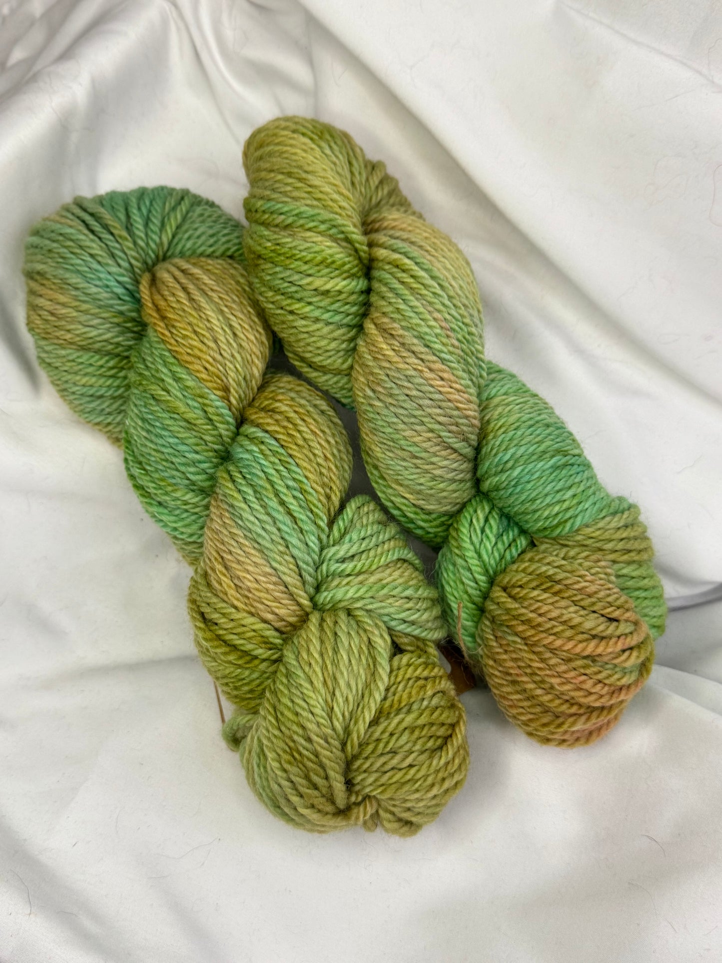 Corriedale Chunky Weight~Greens~Hand Dyed Yarn~109 Yards Each Skein
