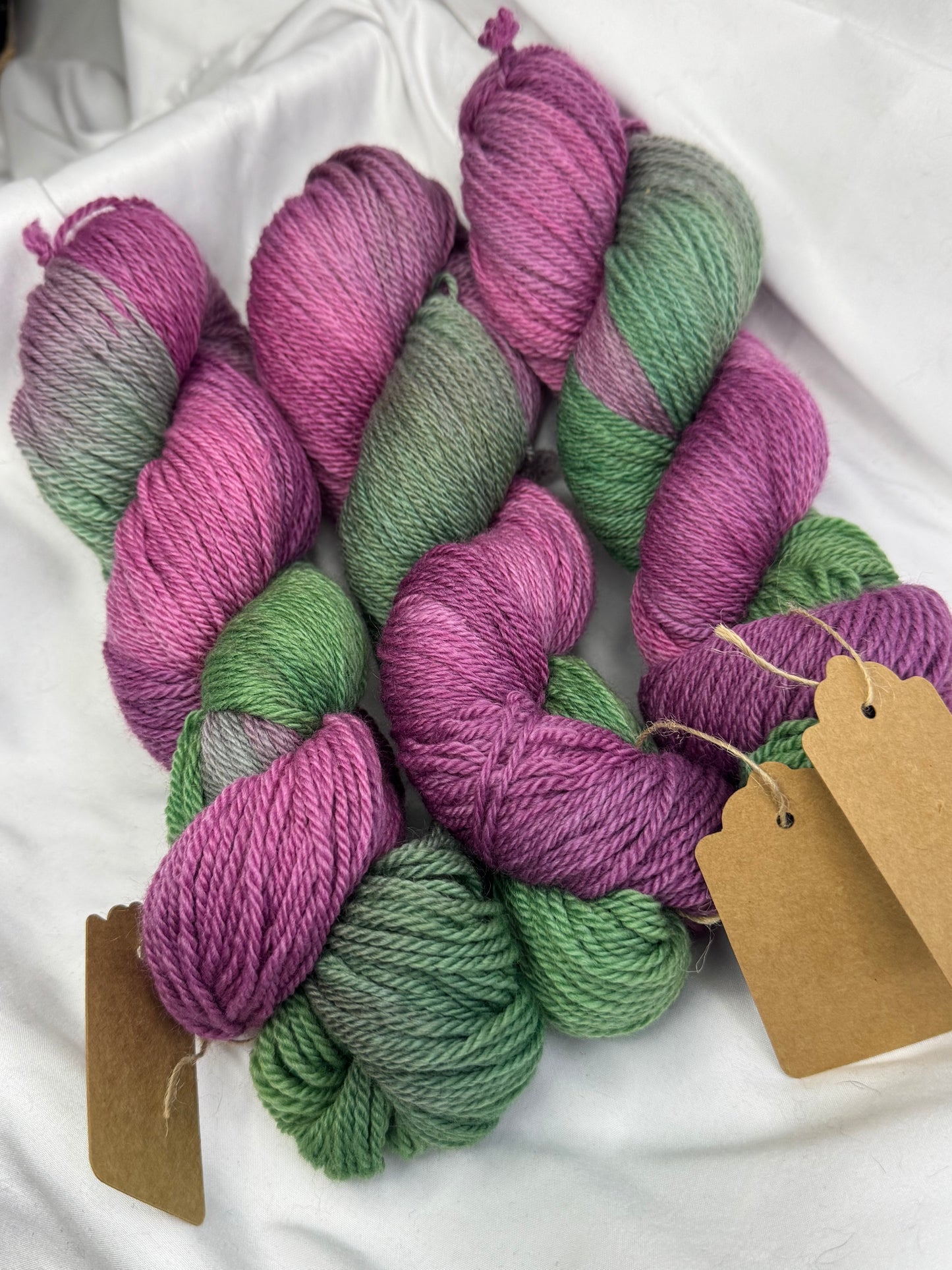 Grace's Merino~Magenta/Green~DK Weight-Hand Dyed Yarn~251 Yards