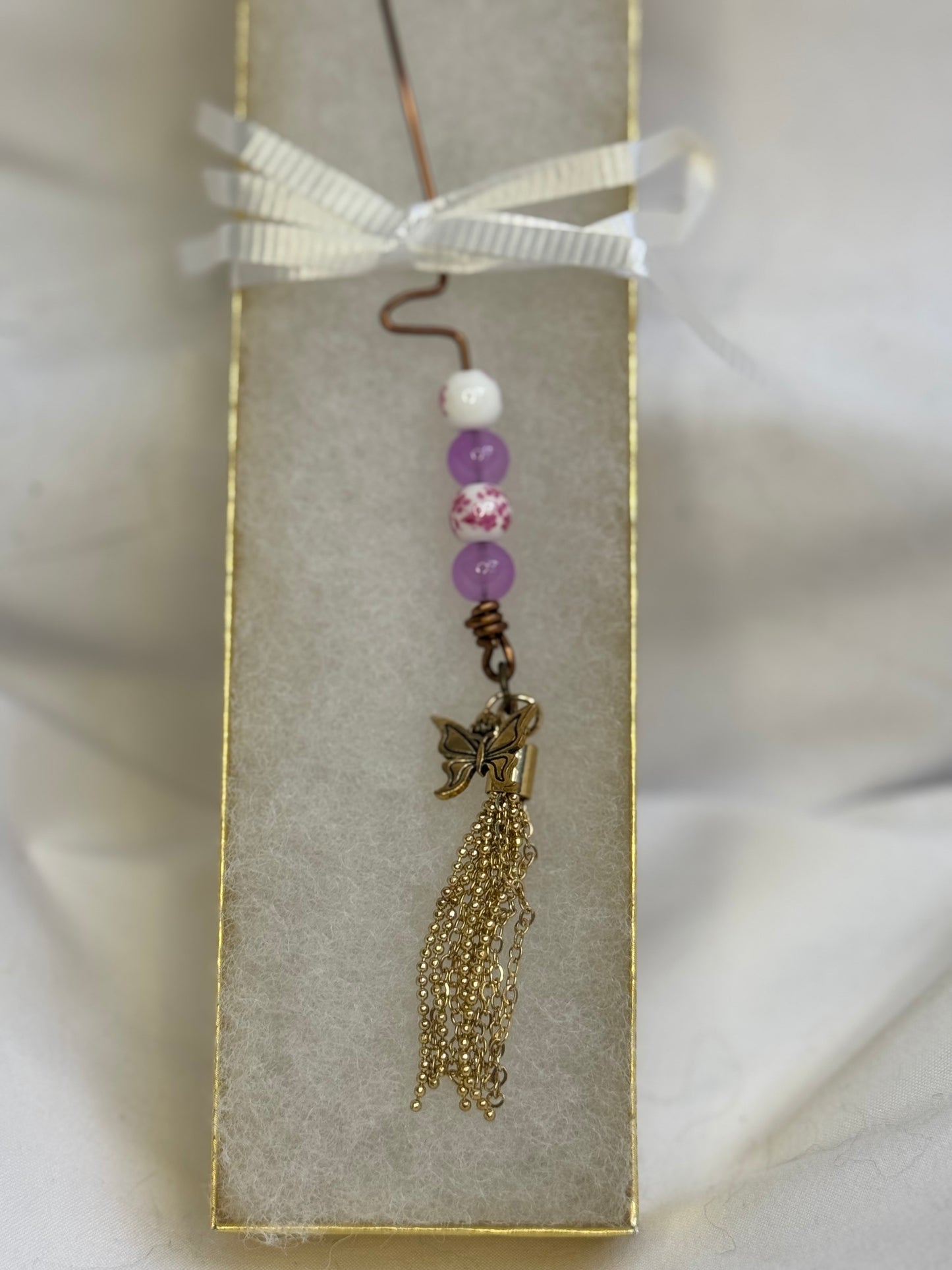 Orifice Hook for Spinning Wheel~Butterfly with tassel