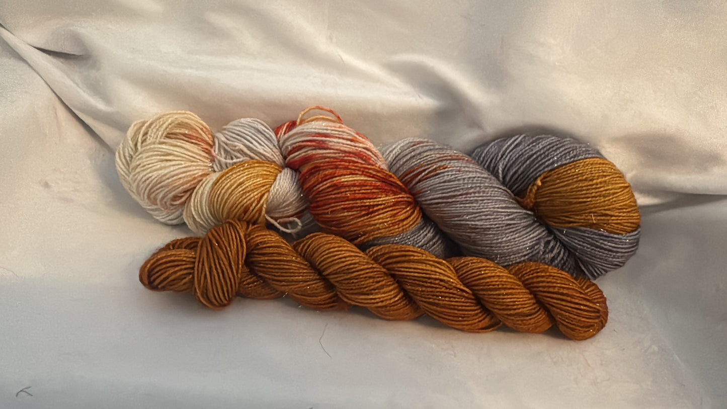 "Sock Set" Bronze Dust~437 Yard Full Skein & 87 Yard Mini Skein~Hand Dyed