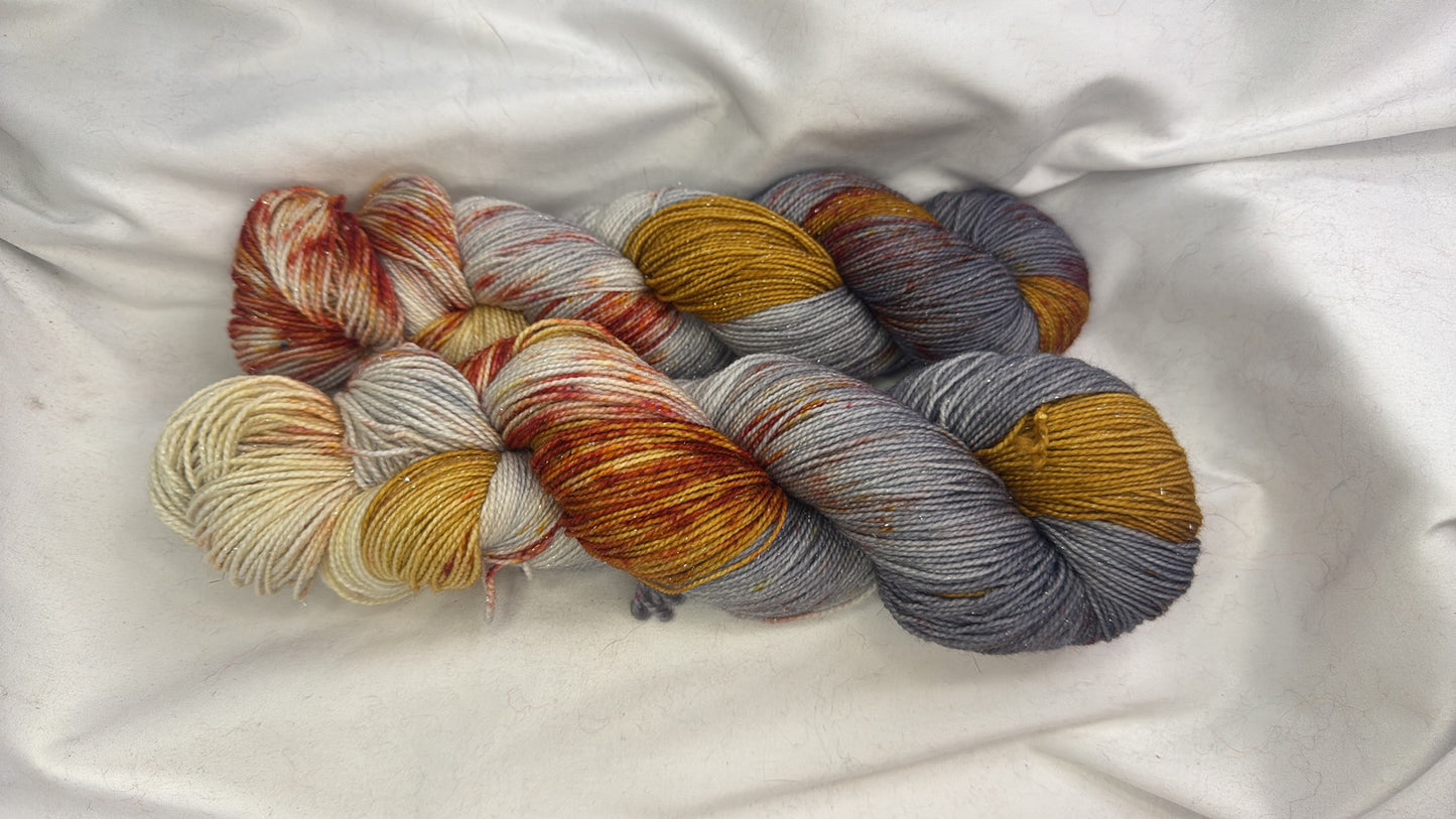 "Sock Set" Bronze Dust~437 Yard Full Skein & 87 Yard Mini Skein~Hand Dyed