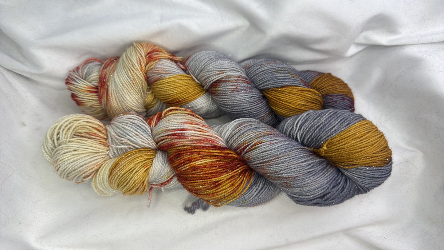 "Sock Set" Bronze Dust~437 Yard Full Skein & 87 Yard Mini Skein~Hand Dyed