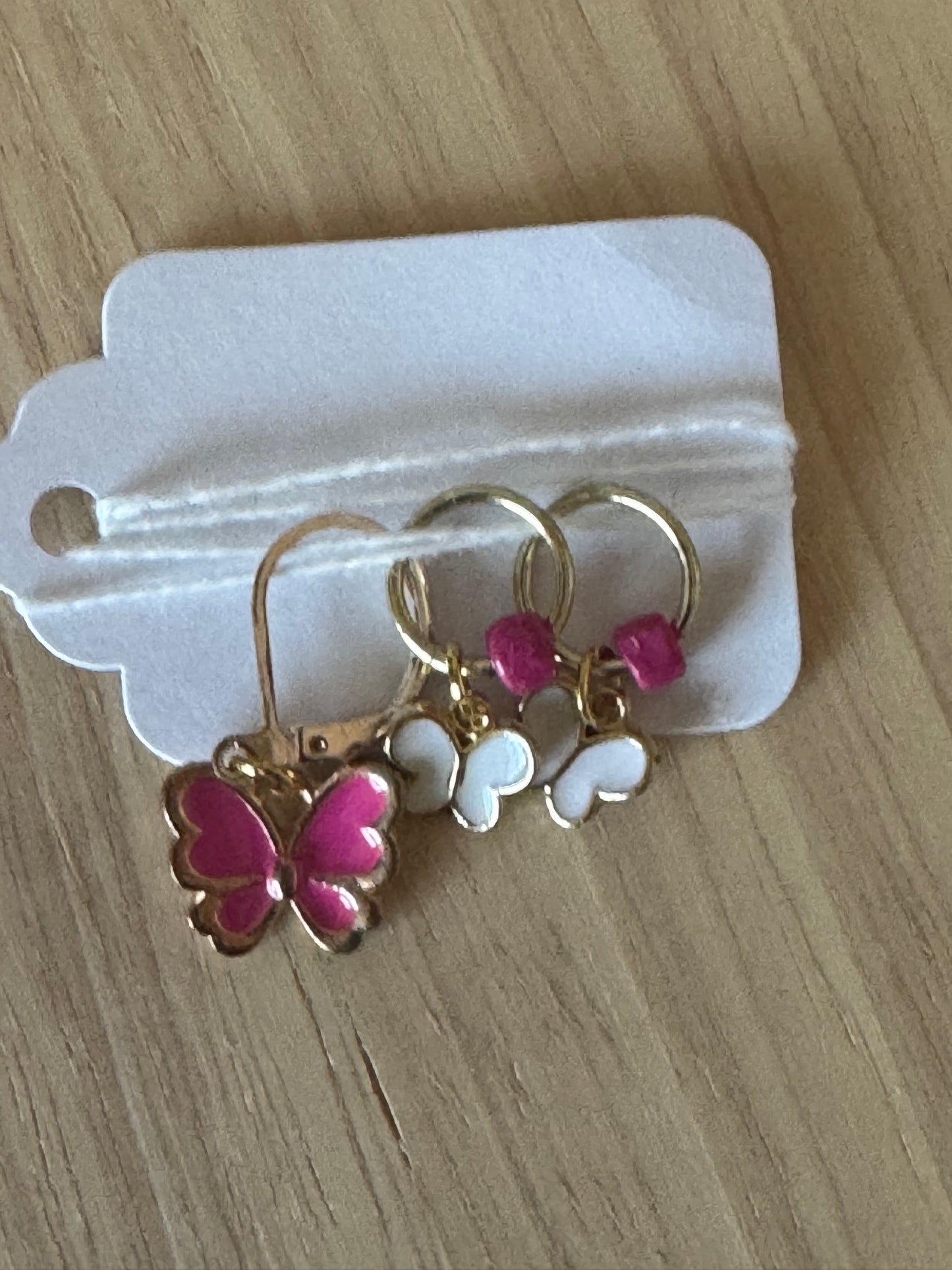 Stitch Marker Set~Butterflies Pink & White~ Set of 3