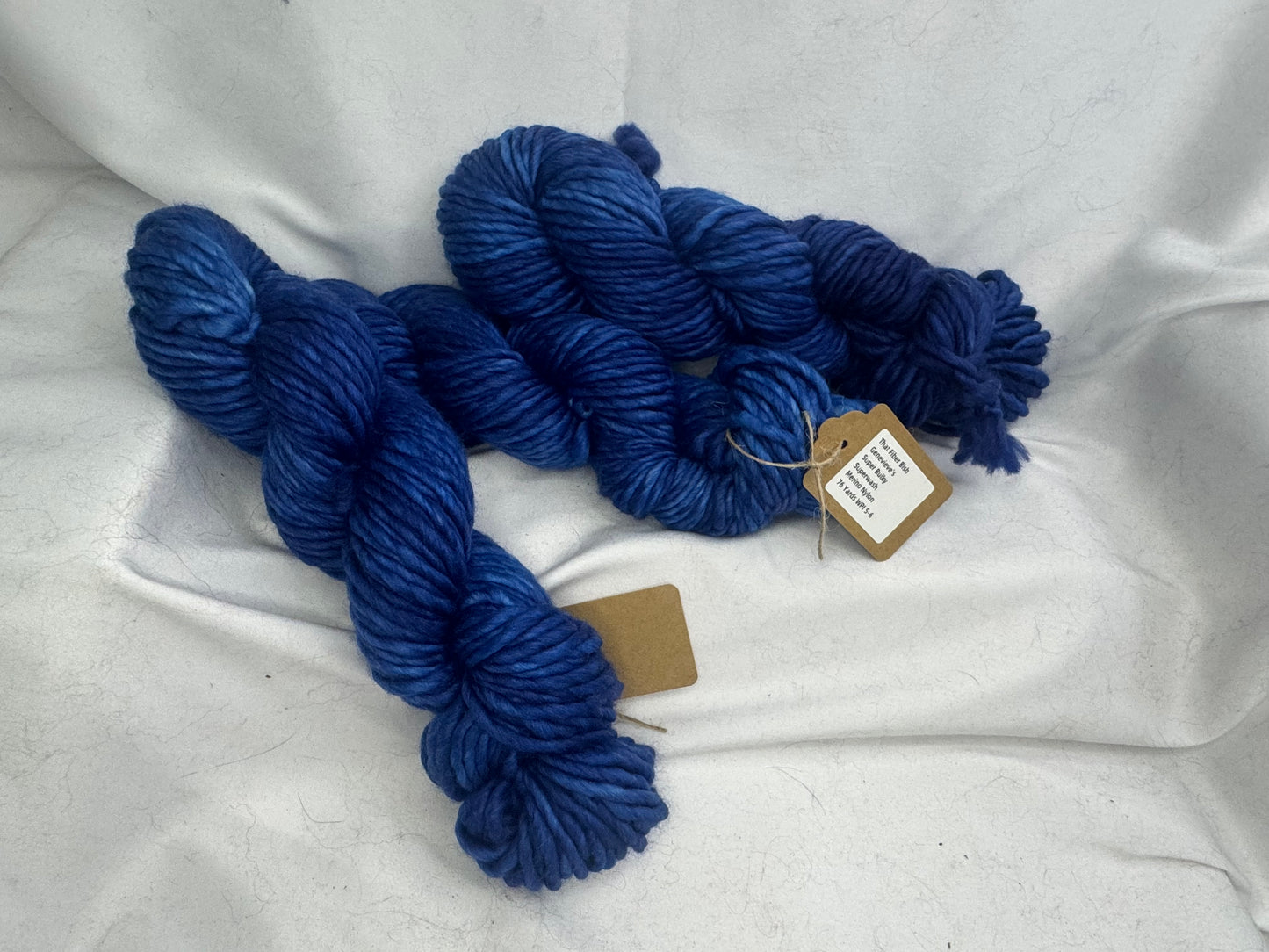 Genevieve's Super Bulky~Blue Hues~Hand Dyed Yarn-76 Yards-Each Skein~Superwash Merino Nylon 80/20