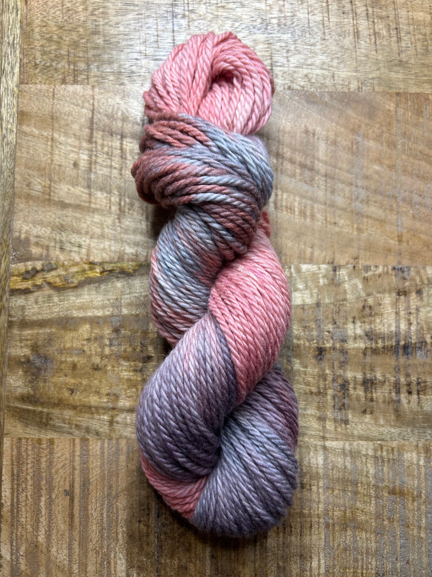 Muddy Roses~Hand Dyed Yarn~109 yards~Chunky Weight~100 % Merino