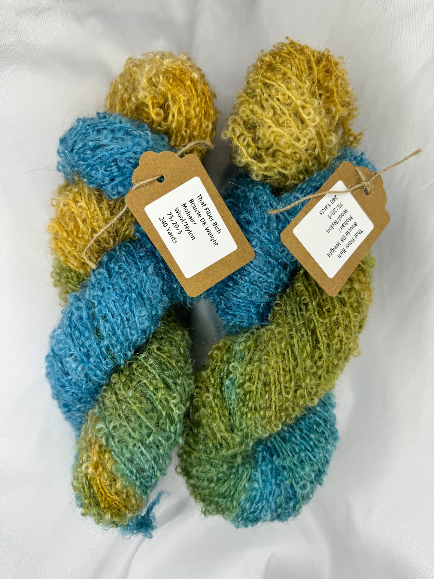 Boucle Hand Dyed Yarn~Seasick~1 Skein