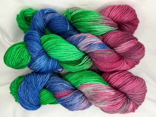 Bloomin Bouquet~Hand Dyed Yarn-251 Yards-Each Skein~Superwash Cheviot DK Weight-Discounted