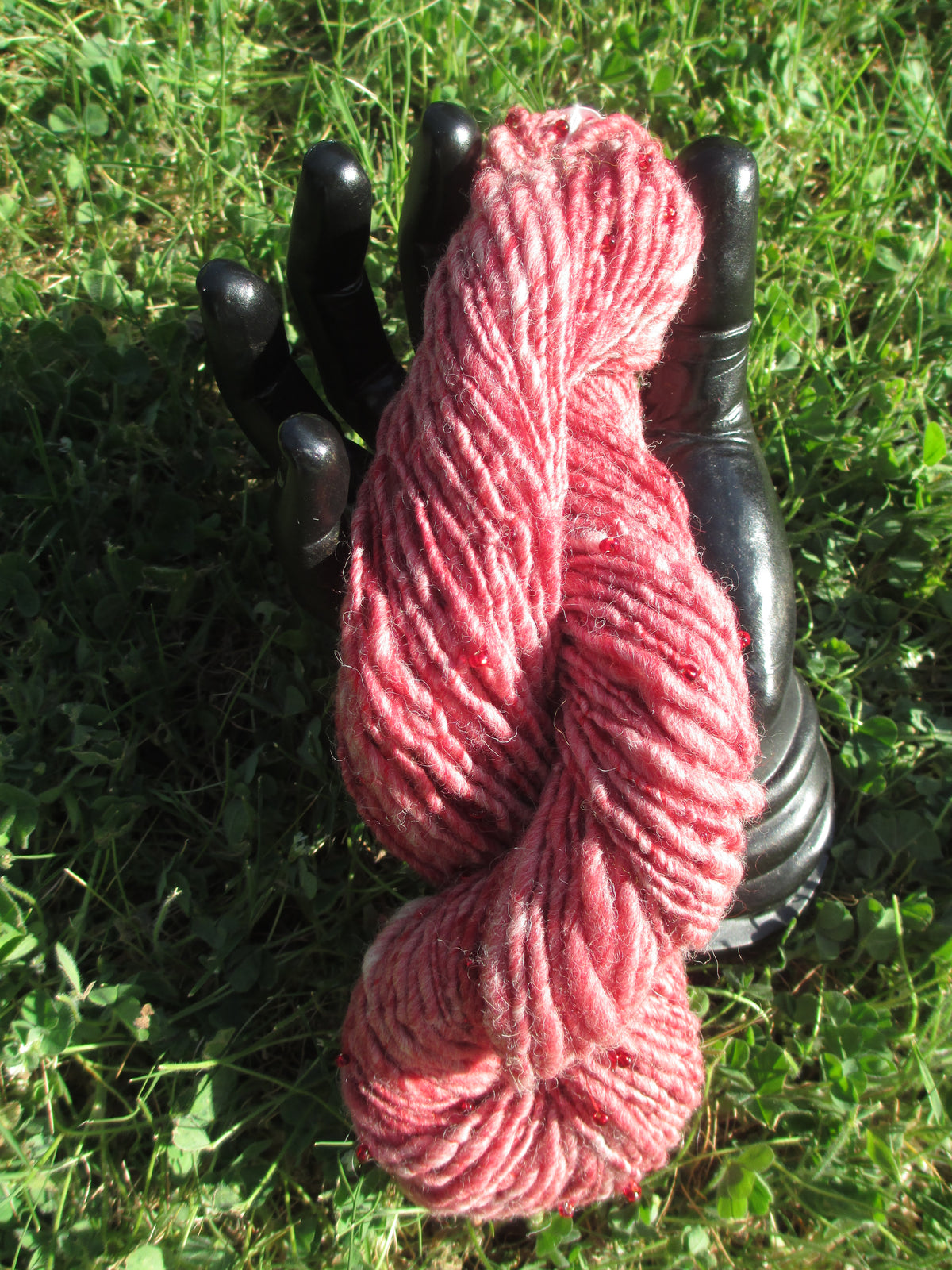 Beaded Strawberry Cheesecake | Handspun Yarn | DK Weight | 86 Yards