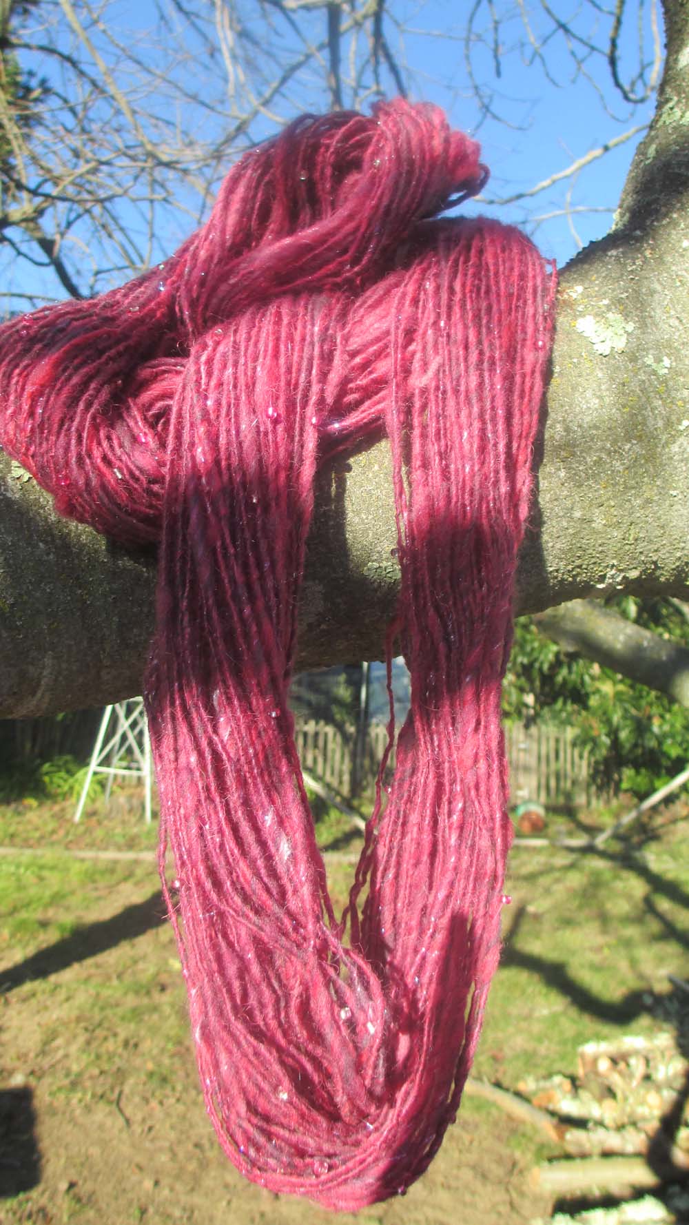 Beaded Raspberry Crush | Handspun Yarn | DK Weight | 116 Yards