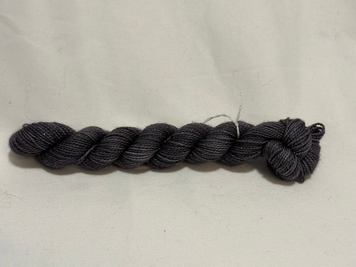 KK's Sparkle Sock Mini Skein~Dark Grey ~75/15/10 Superwash Merino, Nylon & Stellina Sparkle