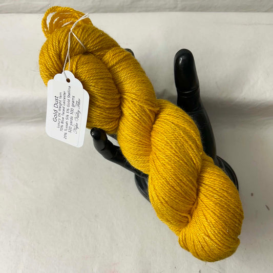 Gold Dust: Luxury DK Weight Yarn (GD2) | 70% Blue Faced Leicester/25% Tussah Silk/5% Gold Stellina | 320 yds