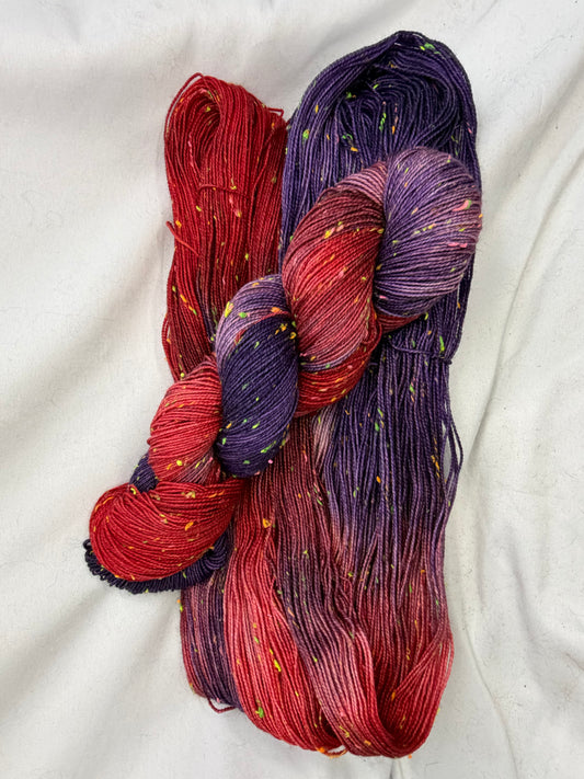 Plum Inferno~Voltage Sock Set~ 85/15 Superwash Merino & Donegal Nep