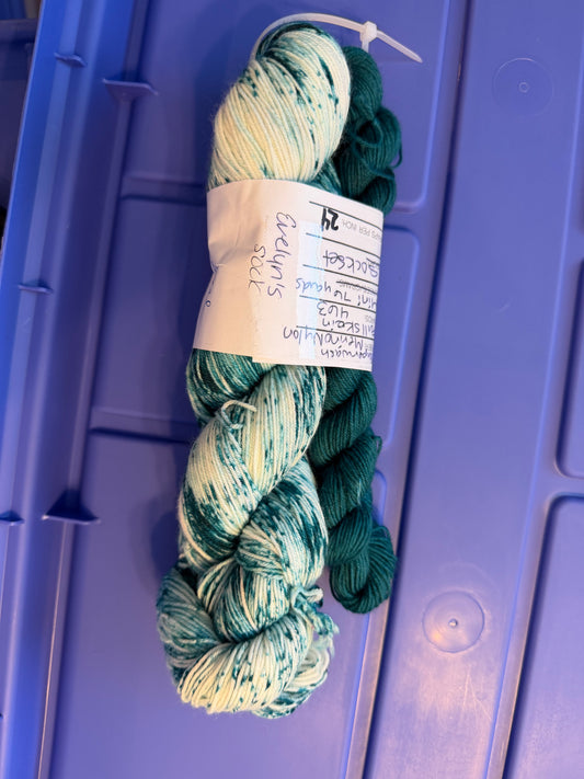 Evelyn's Sock Set~Pop Rocks "Teal"~Hand Dyed~Superwash Merino Nylon~Full Skein 463 Yards & Mini Skein 92 Yards