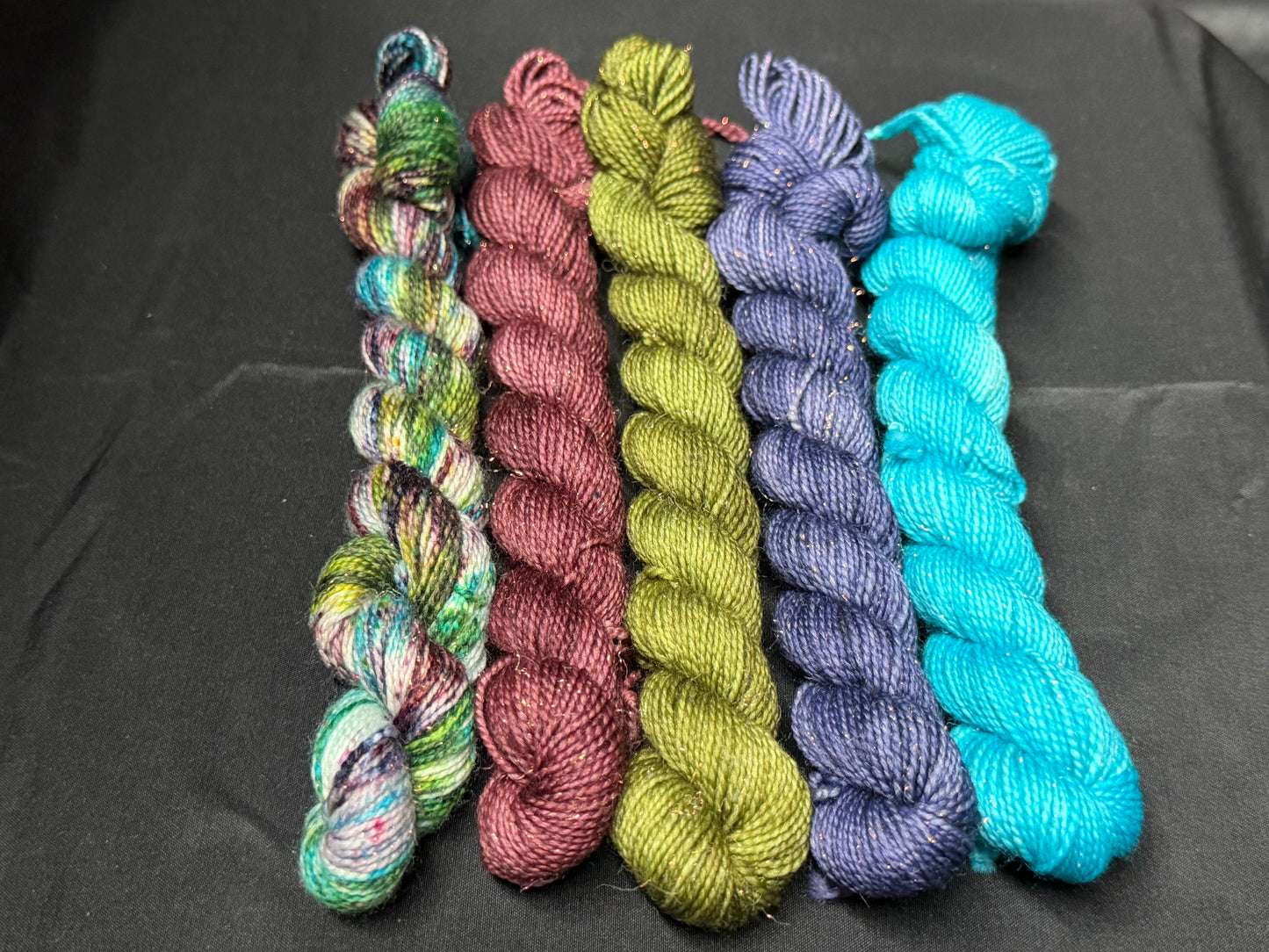 Enchanted Garden Party~Mini Skein Set~Make It Sparkle~75/15/10 Superwash Merino, Nylon & Stellina Sparkle
