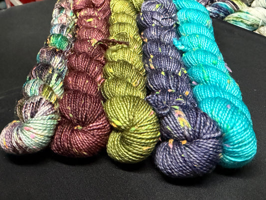 Enchanted Garden Party~Mini Skein Set~Voltage Sock~85/15 Superwash Merino & Donegal Nep