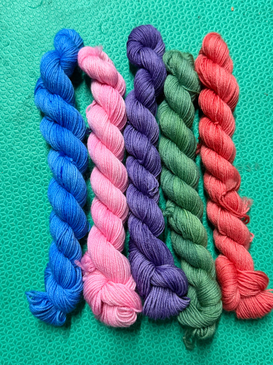 Late Spring Palette~Mini Skein Set~Evelyn's Sock~75/25 Superwash Merino & Nylon
