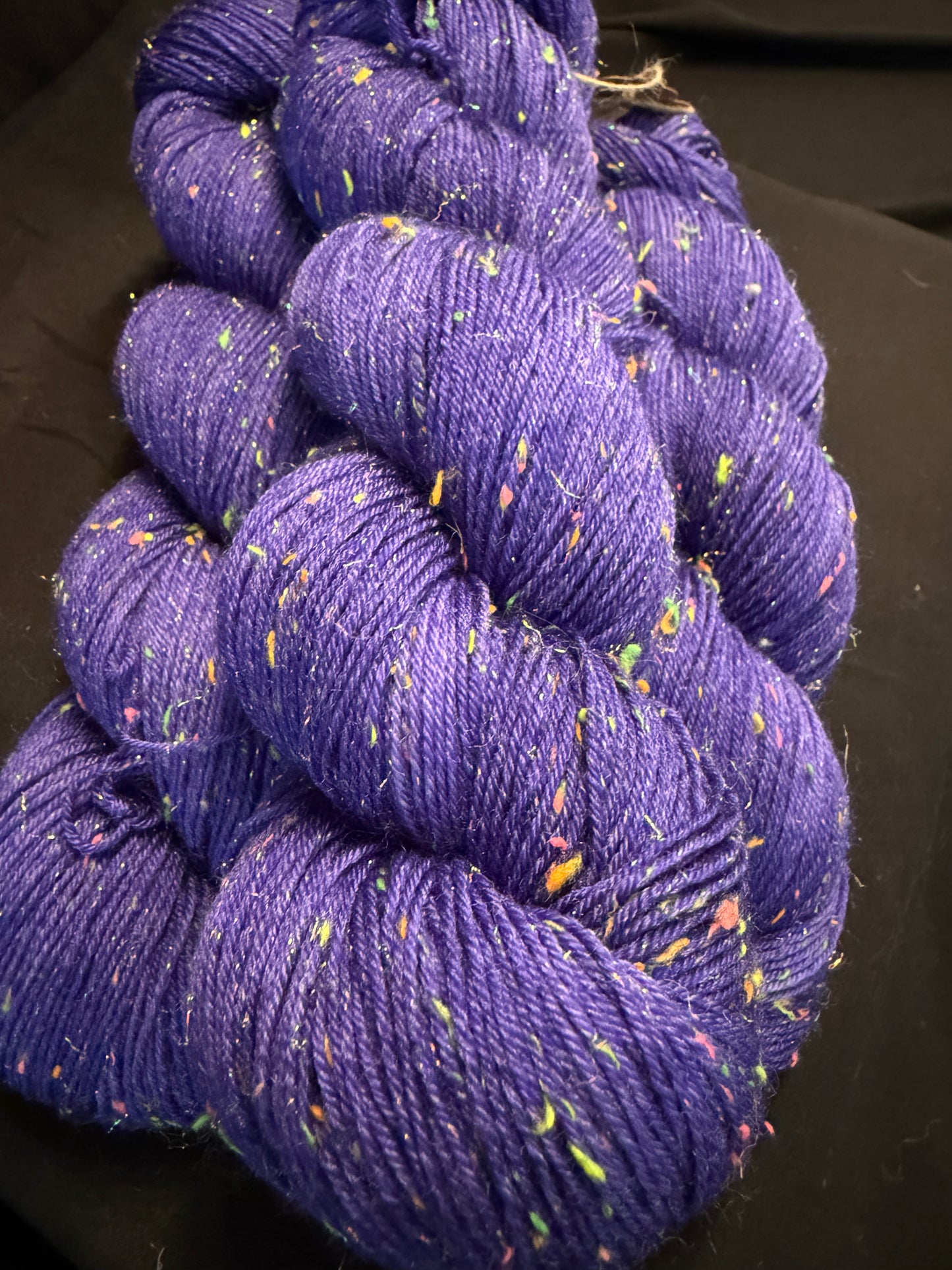 Electric Purple~Voltage Sparkle~80/10/10~Superwash Merino, Donegal Nep & Stellina Sparkle