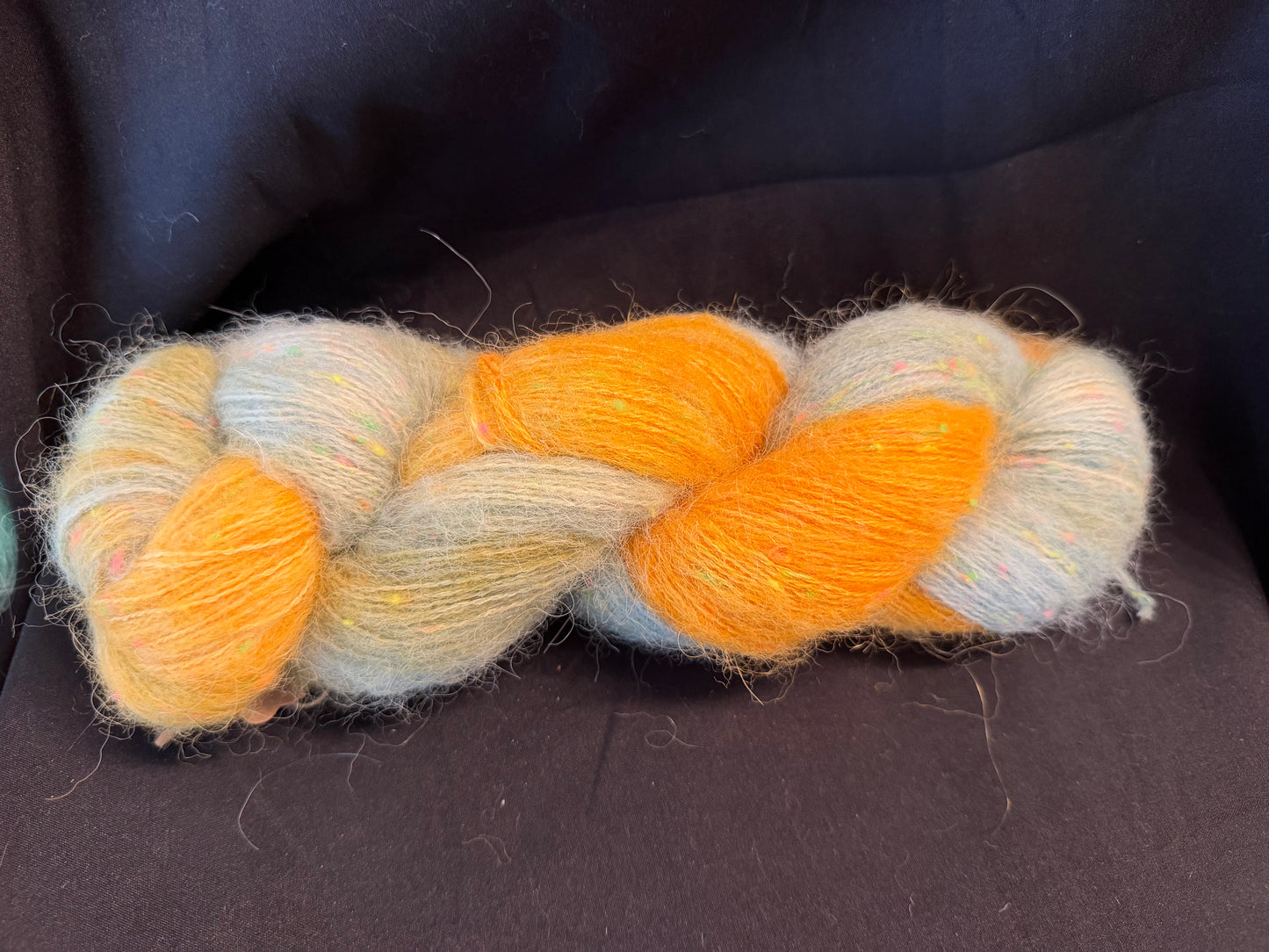 Sunny Seas~Voltage Fluff~Superwash Merino, Superfine Alpaca, Donegal Nep & Linen