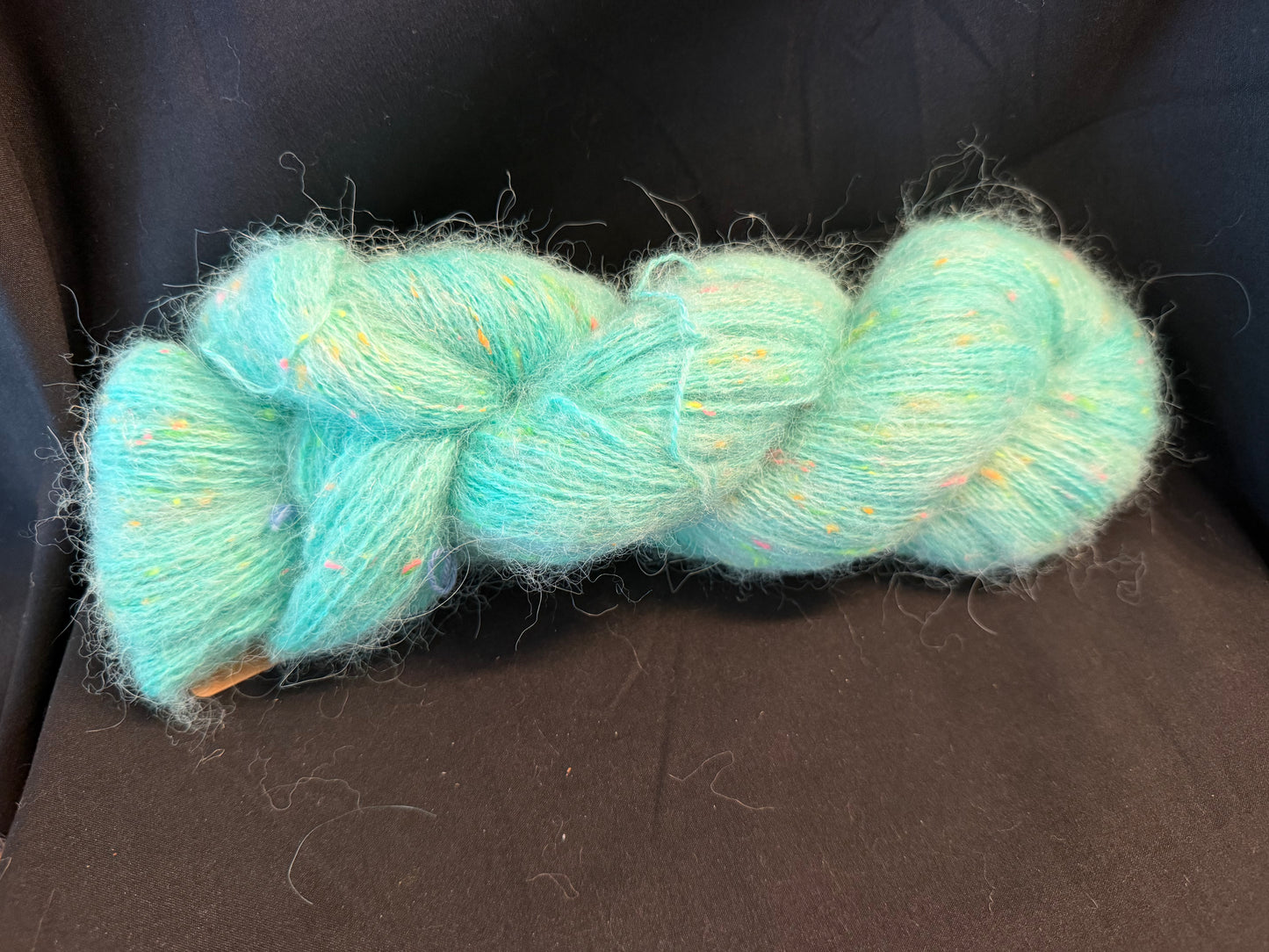 Aqua Love~Voltage Fluff~Superwash Merino, Superfine Alpaca, Donegal Nep & Linen