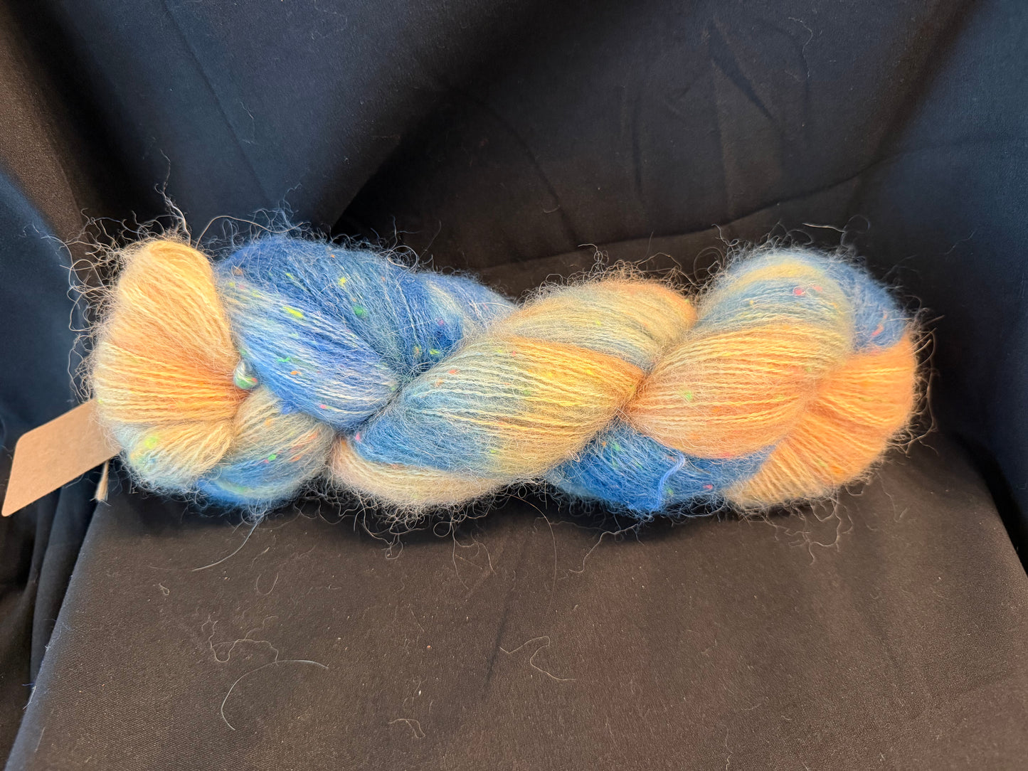 Sunny Day~Voltage Fluff~Superwash Merino, Superfine Alpaca, Donegal Nep & Linen