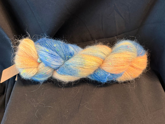 Sunny Day~Voltage Fluff~Superwash Merino, Superfine Alpaca, Donegal Nep & Linen