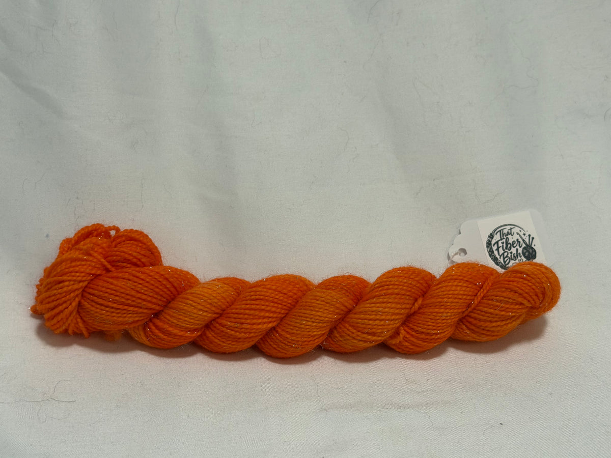 KK's Sparkle Sock Mini Skein~Orange ~75/15/10 Superwash Merino, Nylon & Stellina Sparkle