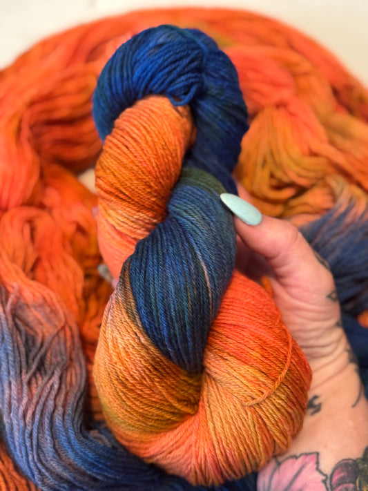 KK's Sock~Orange Sky~Hand Dyed~100% Merino~437 Yards