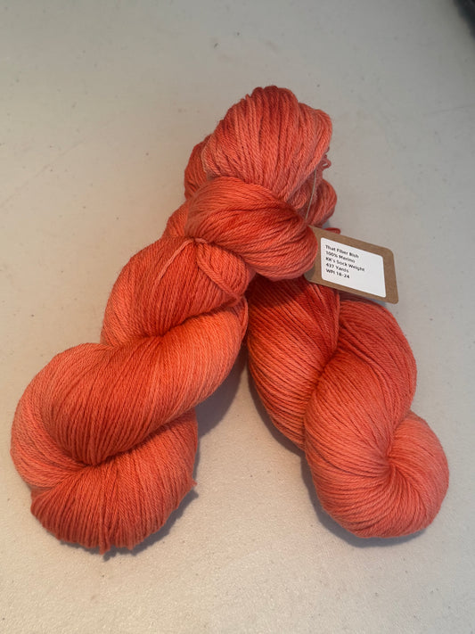 KK's Sock~Orangey~Hand Dyed~100% Merino~437 Yards