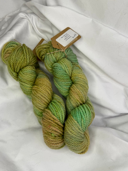 Corriedale Chunky Weight~Greens~Hand Dyed Yarn~109 Yards Each Skein