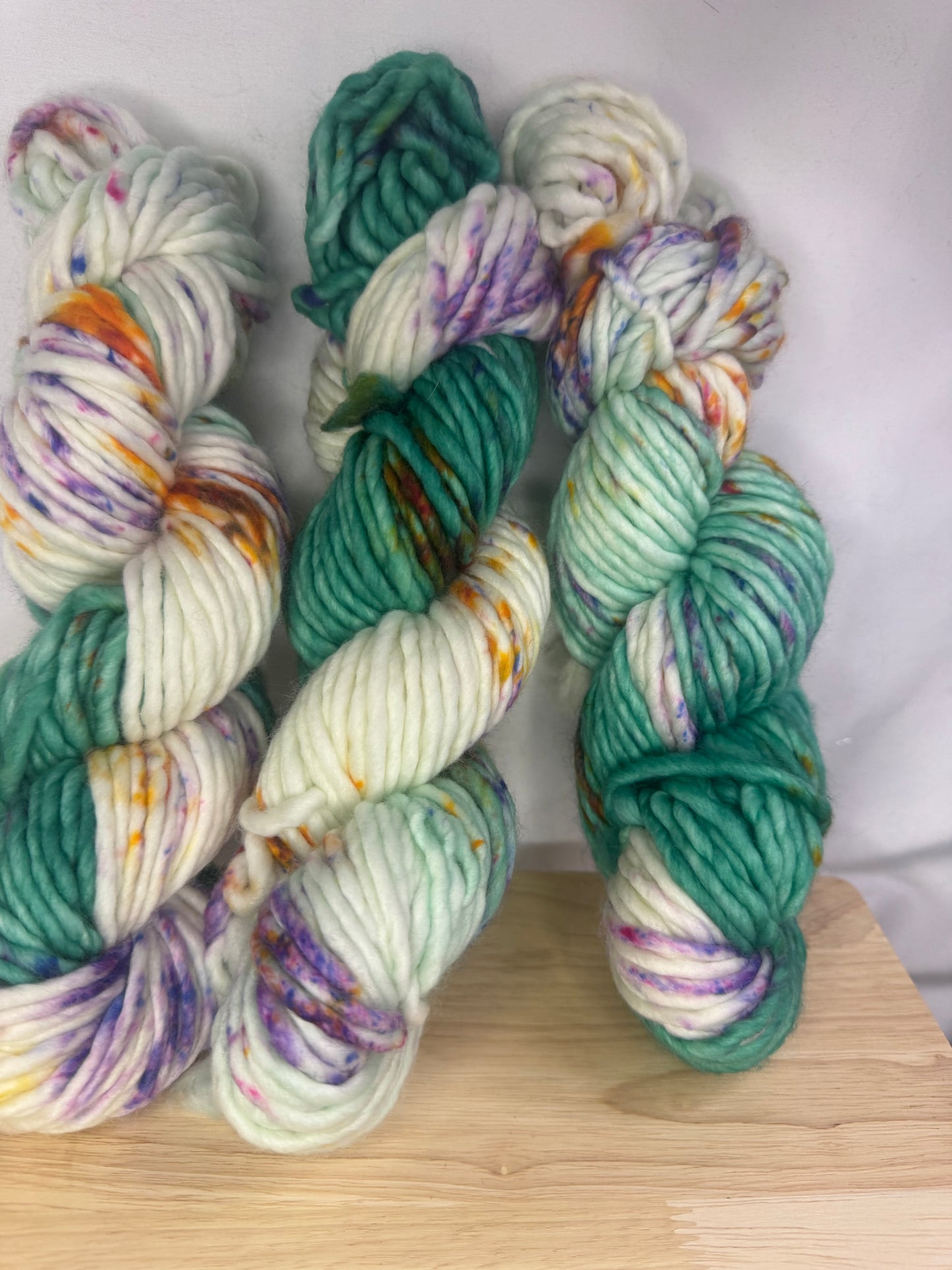 Genevieve's Super Bulky~Spring Fling~Hand Dyed Yarn-76 Yards-Each Skein~Superwash Merino Nylon 80/20