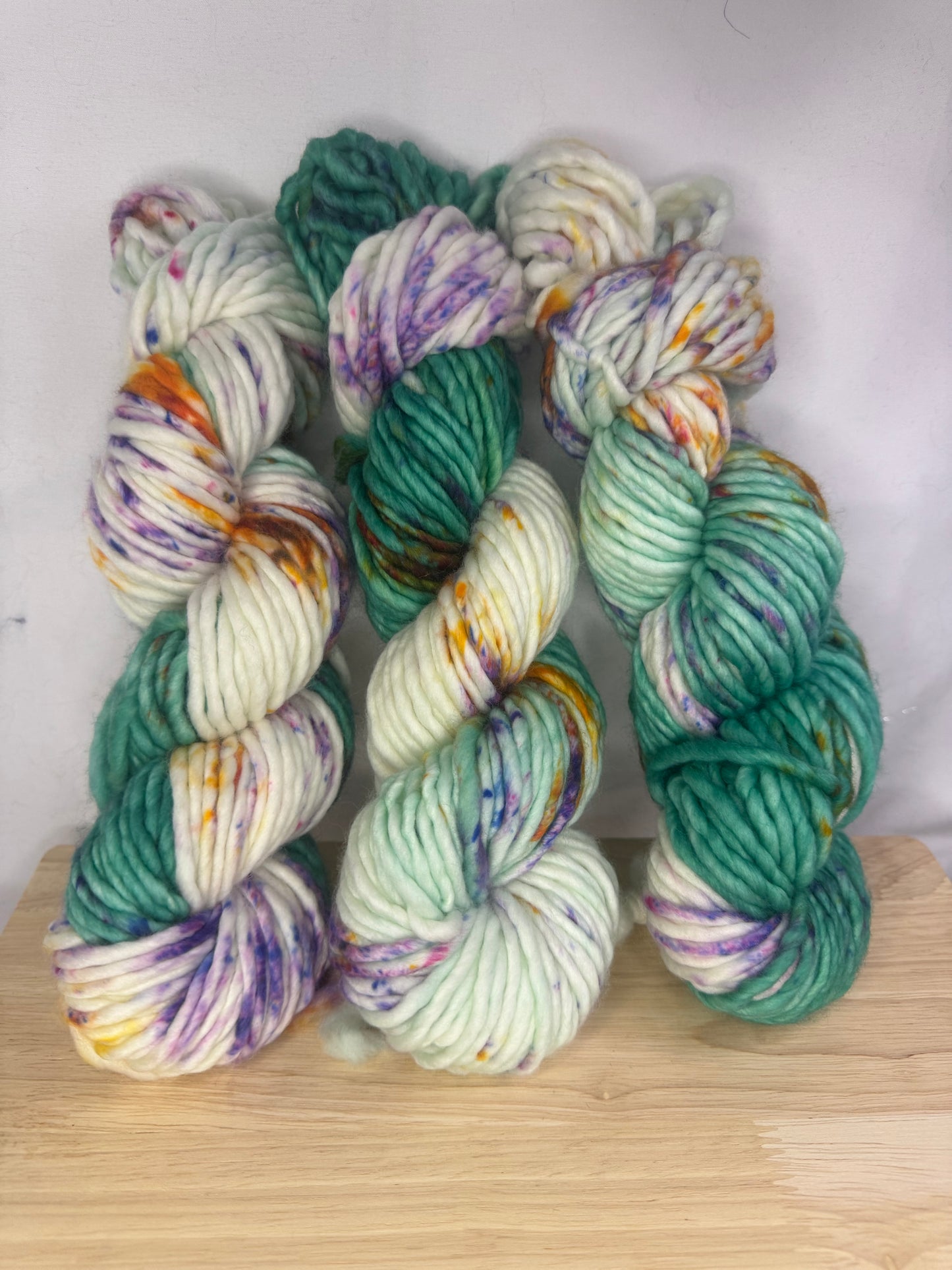 Genevieve's Super Bulky~Spring Fling~Hand Dyed Yarn-76 Yards-Each Skein~Superwash Merino Nylon 80/20