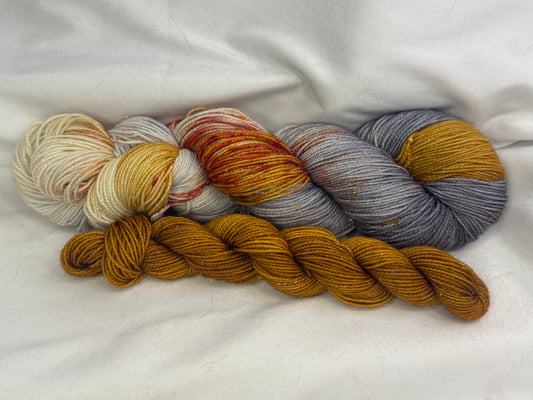 "Sock Set" Bronze Dust~437 Yard Full Skein & 87 Yard Mini Skein~Hand Dyed