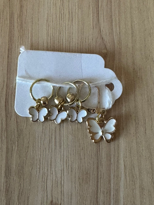 Stitch Marker Set~Butterflies White~ Set of 4
