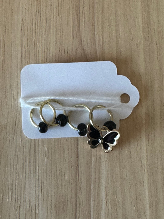Stitch Marker Set~Butterfly Black Set of 4 markers