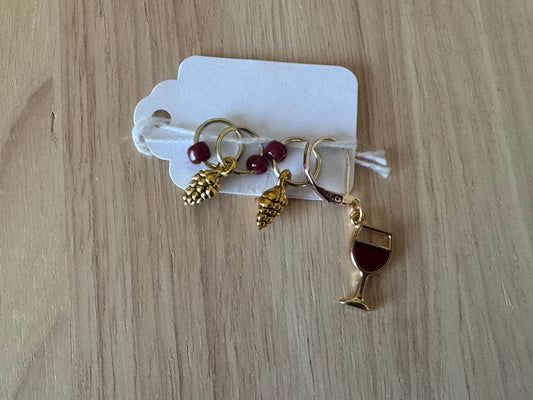Stitch Marker Set~Wine Glass & Grapes