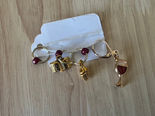 Stitch Marker Set~Wine Glass & Book
