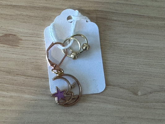 Stitch Marker Set~Stars & Moon~Set of 3