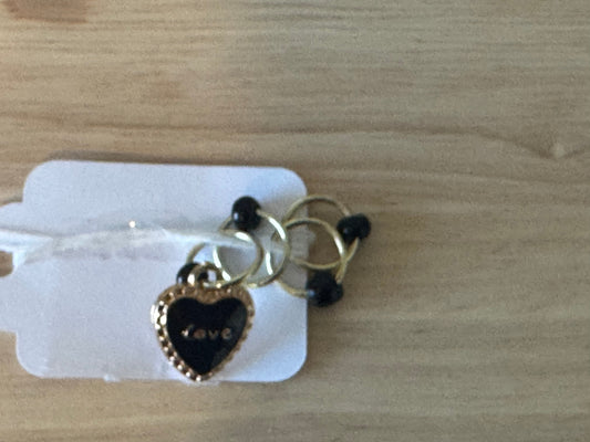 Stitch Marker Set~Love Black & Gold~Set of 4