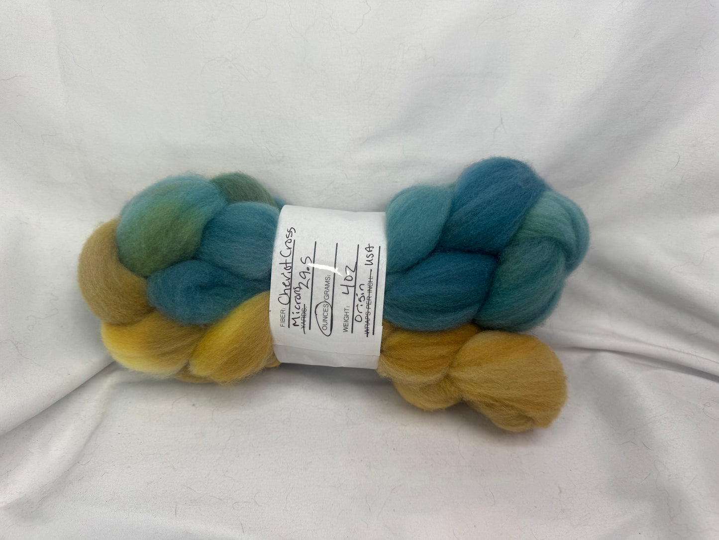 Cheviot Cross Wool Hand Dyed 4 oz Braid~USA Farm Blend(L56-S-33)